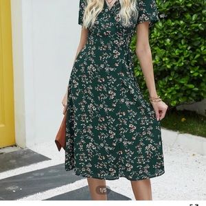 Shein Green Floral Dress L